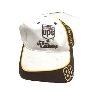 Vtg UPS Racing Dale‎ Jarrett 88 NASCAR Ball Cap Hat, Adjustable White Brown
